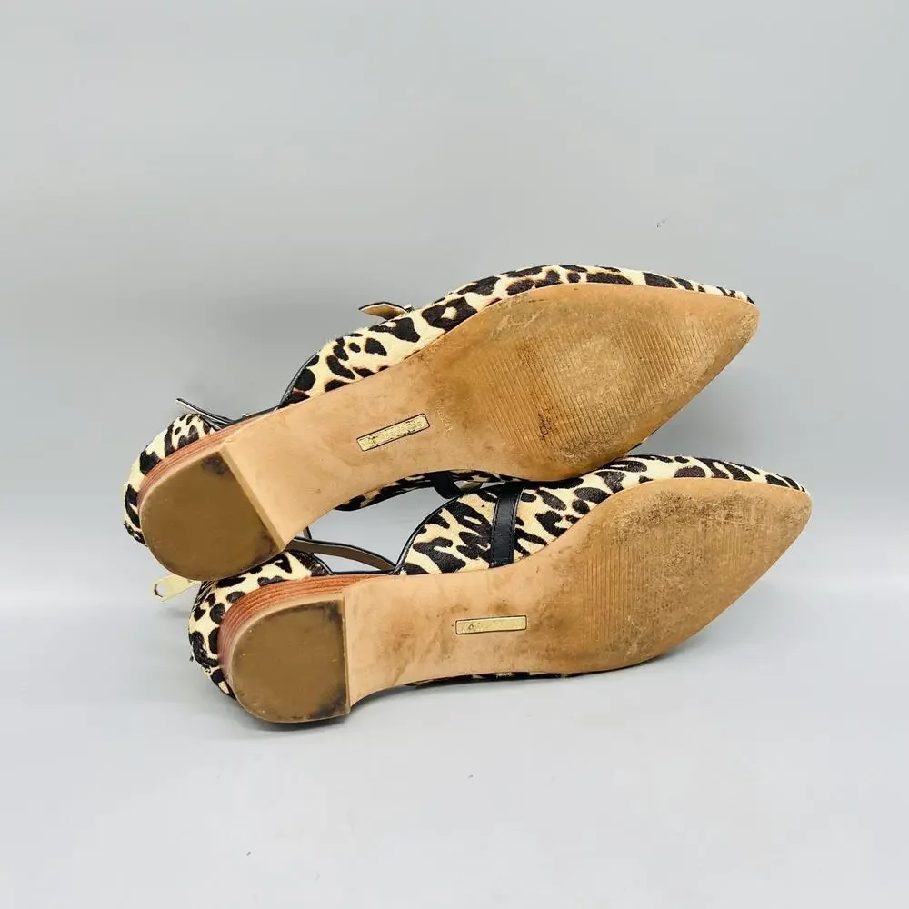 Louise Et Cie Shoes Womens 9.5 Brown Leopard Cow Hair Lo-Claire Flats Zip Ankle